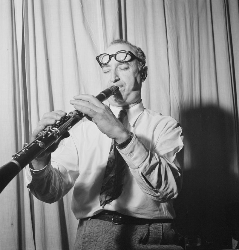 Mezz Mezzrow in his New York office, November 1946.