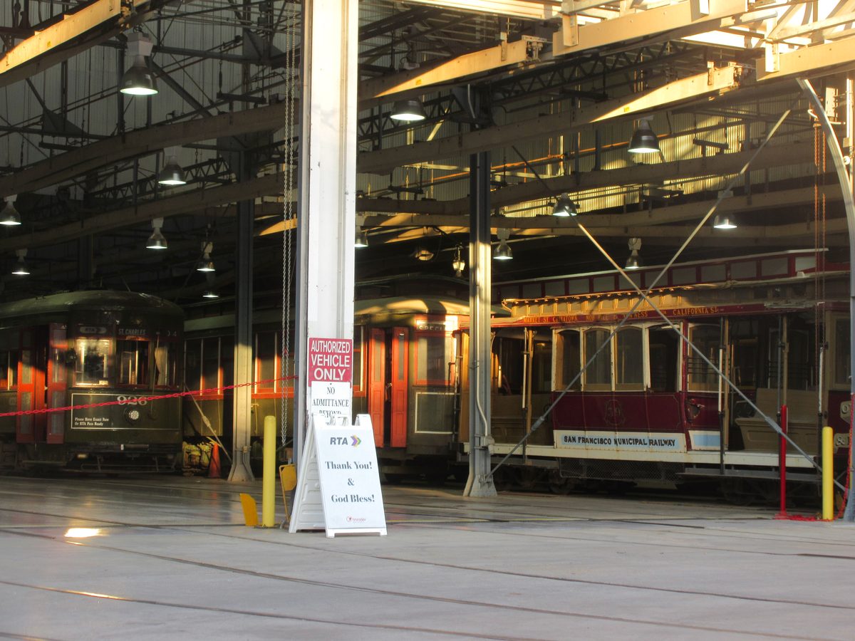 A St. Charles Avenue streetcar in New Orleans — the oldest continuously operating streetcar line in the world.
